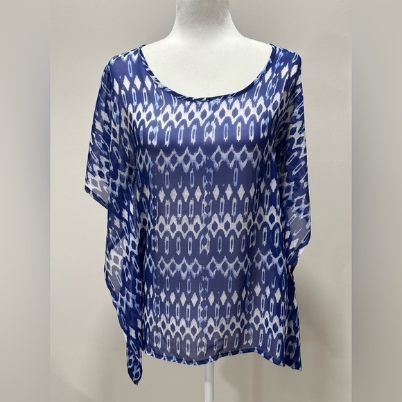 Women's H&M Blue and White Short Sleeve Tunic in Size 4 - Picture 1 of 5